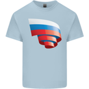 Curled Russia Flag Russian Day Football Kids T-Shirt Childrens Light Blue