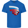 Curled Russia Flag Russian Day Football Kids T-Shirt Childrens Royal Blue