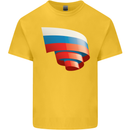 Curled Russia Flag Russian Day Football Kids T-Shirt Childrens Yellow