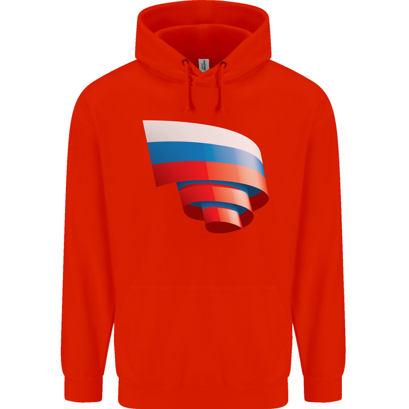 Curled Russia Flag Russian Day Football Mens 80% Cotton Hoodie Bright Red