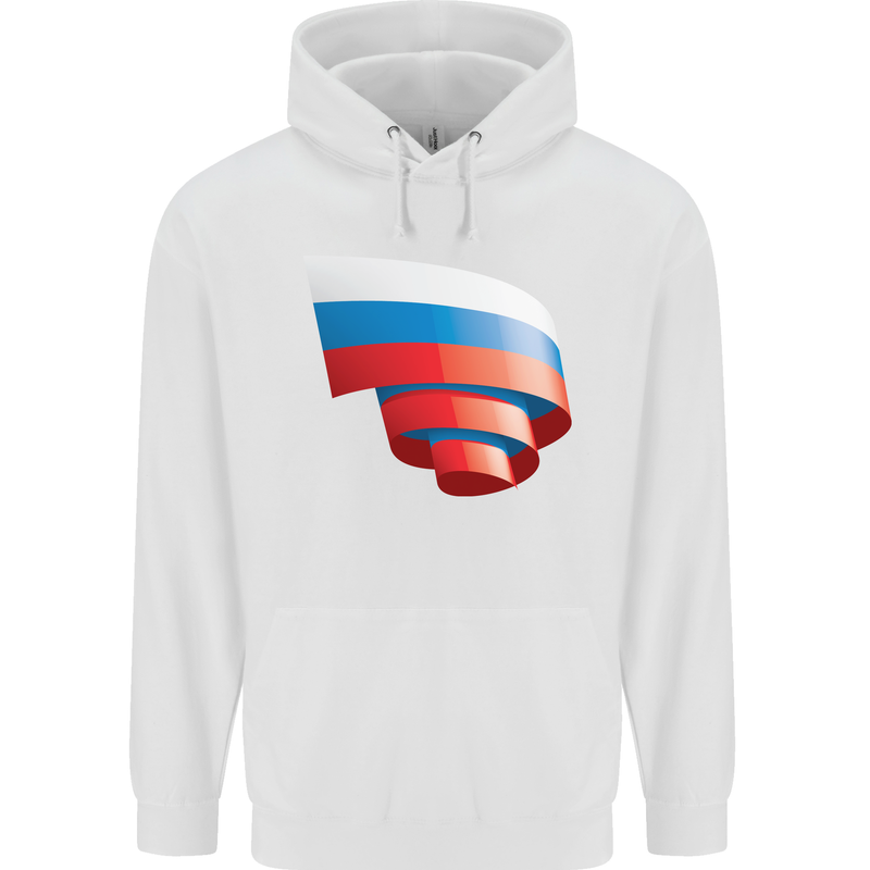 Curled Russia Flag Russian Day Football Mens 80% Cotton Hoodie White
