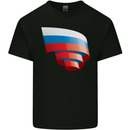 Curled Russia Flag Russian Day Football Mens Cotton T-Shirt Tee Top Black