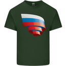 Curled Russia Flag Russian Day Football Mens Cotton T-Shirt Tee Top Forest Green
