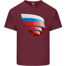 Curled Russia Flag Russian Day Football Mens Cotton T-Shirt Tee Top Maroon
