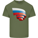 Curled Russia Flag Russian Day Football Mens Cotton T-Shirt Tee Top Military Green