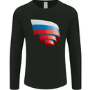 Curled Russia Flag Russian Day Football Mens Long Sleeve T-Shirt Black