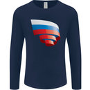 Curled Russia Flag Russian Day Football Mens Long Sleeve T-Shirt Navy Blue