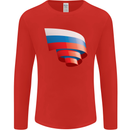 Curled Russia Flag Russian Day Football Mens Long Sleeve T-Shirt Red