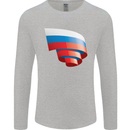 Curled Russia Flag Russian Day Football Mens Long Sleeve T-Shirt Sports Grey