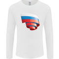 Curled Russia Flag Russian Day Football Mens Long Sleeve T-Shirt White