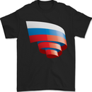 Curled Russia Flag Russian Day Football Mens T-Shirt 100% Cotton Black