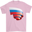Curled Russia Flag Russian Day Football Mens T-Shirt 100% Cotton Light Pink
