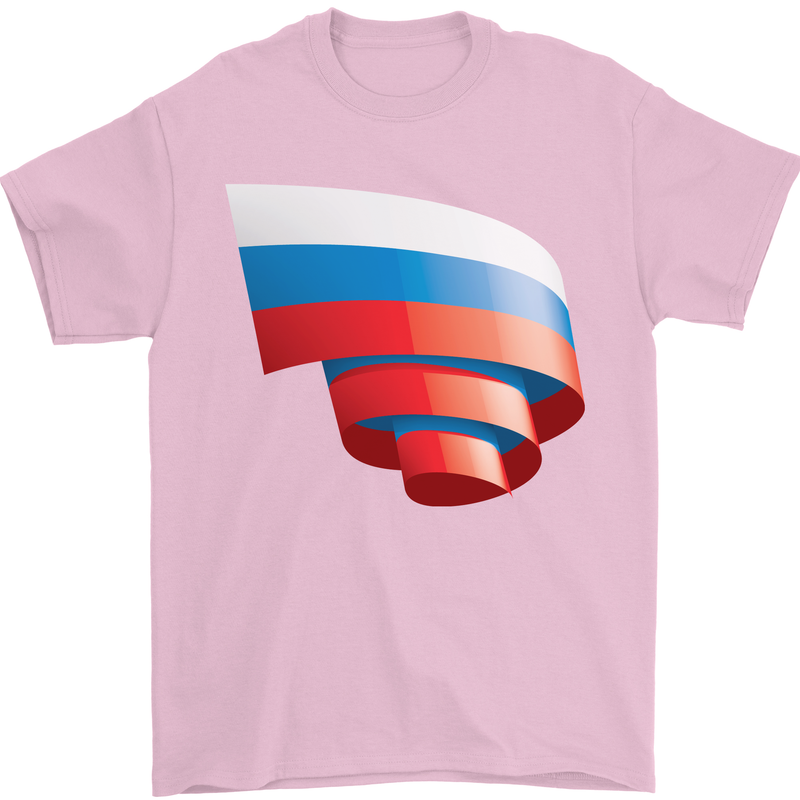 Curled Russia Flag Russian Day Football Mens T-Shirt 100% Cotton Light Pink