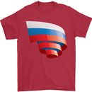 Curled Russia Flag Russian Day Football Mens T-Shirt 100% Cotton Red
