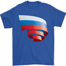 Curled Russia Flag Russian Day Football Mens T-Shirt 100% Cotton Royal Blue