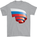 Curled Russia Flag Russian Day Football Mens T-Shirt 100% Cotton Sports Grey