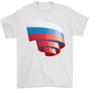 Curled Russia Flag Russian Day Football Mens T-Shirt 100% Cotton White