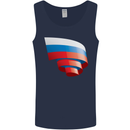 Curled Russia Flag Russian Day Football Mens Vest Tank Top Navy Blue