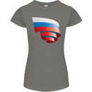 Curled Russia Flag Russian Day Football Womens Petite Cut T-Shirt Charcoal