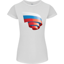 Curled Russia Flag Russian Day Football Womens Petite Cut T-Shirt White