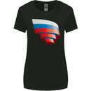 Curled Russia Flag Russian Day Football Womens Wider Cut T-Shirt Black