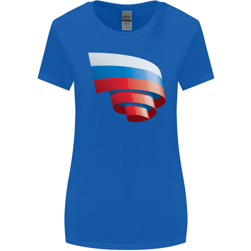 Curled Russia Flag Russian Day Football Womens Wider Cut T-Shirt Royal Blue