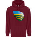 Curled Rwanda Flag Rwandan Day Football Childrens Kids Hoodie Maroon