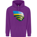 Curled Rwanda Flag Rwandan Day Football Childrens Kids Hoodie Purple