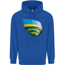 Curled Rwanda Flag Rwandan Day Football Childrens Kids Hoodie Royal Blue