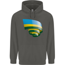 Curled Rwanda Flag Rwandan Day Football Childrens Kids Hoodie Storm Grey