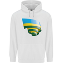 Curled Rwanda Flag Rwandan Day Football Childrens Kids Hoodie White
