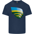 Curled Rwanda Flag Rwandan Day Football Kids T-Shirt Childrens Navy Blue