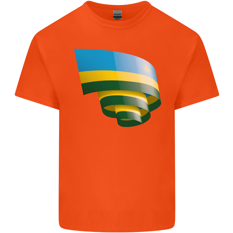 Curled Rwanda Flag Rwandan Day Football Kids T-Shirt Childrens Orange