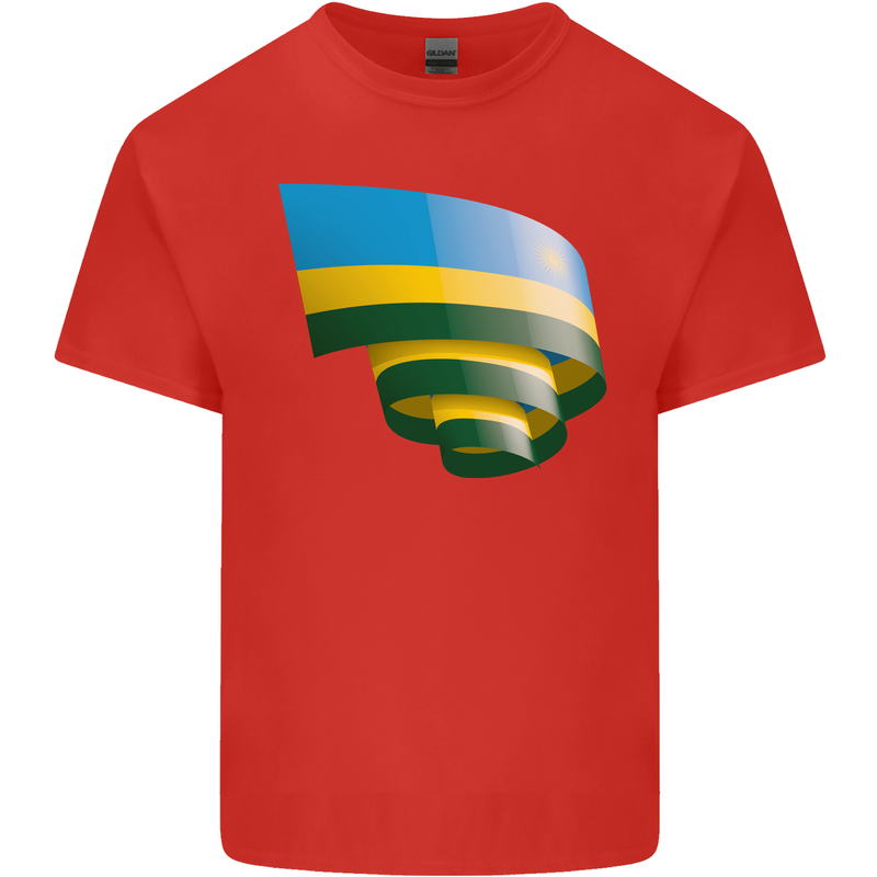 Curled Rwanda Flag Rwandan Day Football Kids T-Shirt Childrens Red