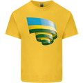 Curled Rwanda Flag Rwandan Day Football Kids T-Shirt Childrens Yellow
