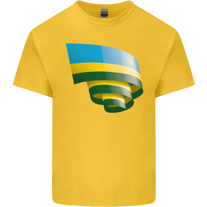 Curled Rwanda Flag Rwandan Day Football Kids T-Shirt Childrens Yellow