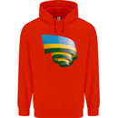 Curled Rwanda Flag Rwandan Day Football Mens 80% Cotton Hoodie Bright Red