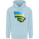 Curled Rwanda Flag Rwandan Day Football Mens 80% Cotton Hoodie Light Blue