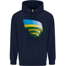 Curled Rwanda Flag Rwandan Day Football Mens 80% Cotton Hoodie Navy Blue