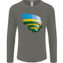 Curled Rwanda Flag Rwandan Day Football Mens Long Sleeve T-Shirt Charcoal