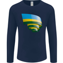 Curled Rwanda Flag Rwandan Day Football Mens Long Sleeve T-Shirt Navy Blue