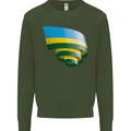 Curled Rwanda Flag Rwandan Day Football Mens Sweatshirt Jumper Forest Green