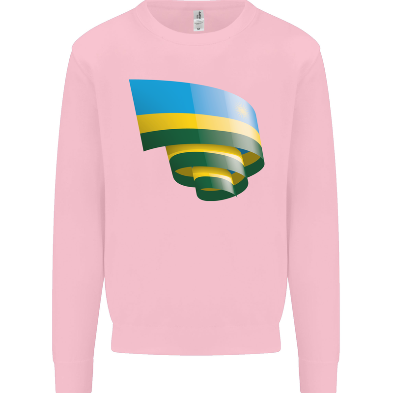 Curled Rwanda Flag Rwandan Day Football Mens Sweatshirt Jumper Light Pink