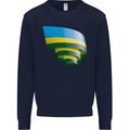 Curled Rwanda Flag Rwandan Day Football Mens Sweatshirt Jumper Navy Blue