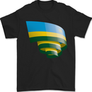 Curled Rwanda Flag Rwandan Day Football Mens T-Shirt 100% Cotton Black
