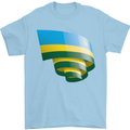 Curled Rwanda Flag Rwandan Day Football Mens T-Shirt 100% Cotton Light Blue