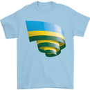Curled Rwanda Flag Rwandan Day Football Mens T-Shirt 100% Cotton Light Blue