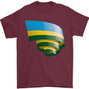 Curled Rwanda Flag Rwandan Day Football Mens T-Shirt 100% Cotton Maroon