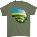 Curled Rwanda Flag Rwandan Day Football Mens T-Shirt 100% Cotton Military Green