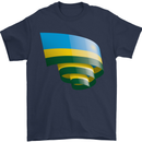 Curled Rwanda Flag Rwandan Day Football Mens T-Shirt 100% Cotton Navy Blue